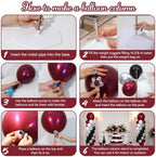 Burgundy Silver Black Balloon Column Stand Kit of 2, alternate view 5