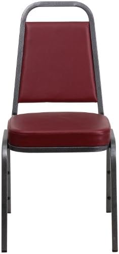 Burgundy Vinyl Trapezoidal Back Stacking Banquet Chair, alternate view 5