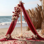 Burgundy Wedding Arch Draping Fabric 2 Panels 30'' x 20FT Red Drapes Sheer Fabric Backdrop Curtains for, alternate view 4