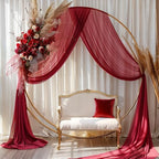 Burgundy Wedding Arch Draping Fabric 2 Panels 30'' x 20FT Red Drapes Sheer Fabric Backdrop Curtains for, alternate view 5