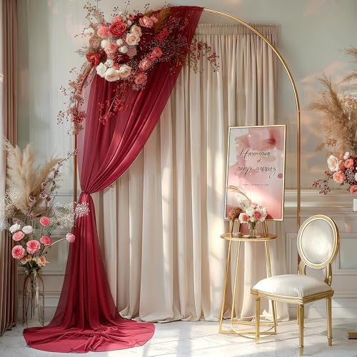 Burgundy Wedding Arch Draping Fabric 2 Panels 30'' x 20FT Red Drapes Sheer Fabric Backdrop Curtains for, alternate view 6