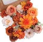 Burnt Orange Artificial Flower Combo Box Set for Wedding Bouquet Home Decor in Burnt Orange