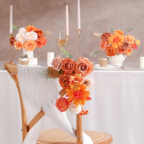 Burnt Orange Artificial Flower Combo Box Set for Wedding Bouquet Home Decor in Burnt Orange, alternate view 7