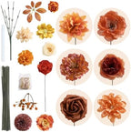 Burnt Orange Artificial Flowers Combo for Autumn Decor, Fall Fake Flowers for Wedding Bouquets, DIY Faux Flowers, alternate