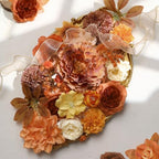 Burnt Orange Artificial Flowers Combo for Autumn Decor, Fall Fake Flowers for Wedding Bouquets, DIY Faux Flowers, alternate