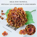 Burnt Orange Fall Artificial Flowers for Outdoors,4Pcs 21" Real Touch Faux Hydrangeas with Stems Vintage Fake, alternate view