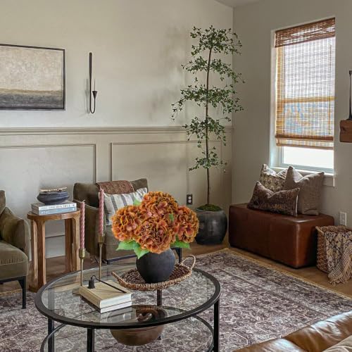 Burnt Orange Fall Artificial Flowers for Outdoors,4Pcs 21" Real Touch Faux Hydrangeas with Stems Vintage Fake, alternate view