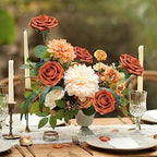 Burnt Orange Rose 25pcs Real Looking Artificial Flowers w/Stem in Burnt Orange, alternate view 4