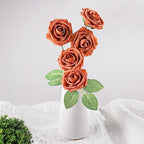 Burnt Orange Rose 25pcs Real Looking Artificial Flowers w/Stem in Burnt Orange, alternate view 6
