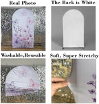 Butterfly Arched Backdrop Cover Spring Pink Purple Flowers Stretchy Arched Stand Cover for Girls Birthday Party, alternate
