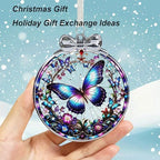 Butterfly Christmas Ornament Crystal Glass Butterfly Decorations - Hanging Ornaments for Christmas Tree Xmas, alternate view