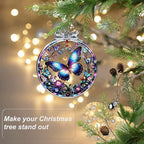 Butterfly Christmas Ornament Crystal Glass Butterfly Decorations - Hanging Ornaments for Christmas Tree Xmas, alternate view