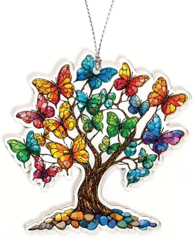 Butterfly Christmas Tree Ornaments 2026 for Christmas Tree Decorations, Colorful Stained Glass Style, Tree of