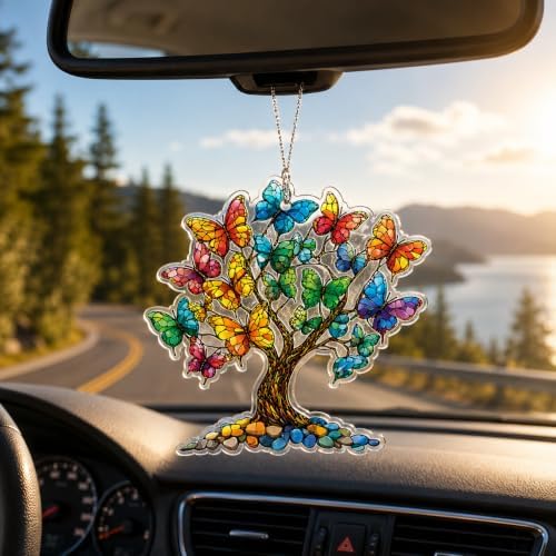 Butterfly Christmas Tree Ornaments 2026 for Christmas Tree Decorations, Colorful Stained Glass Style, Tree of, alternate view