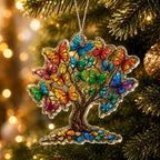 Butterfly Christmas Tree Ornaments 2026 for Christmas Tree Decorations, Colorful Stained Glass Style, Tree of, alternate view