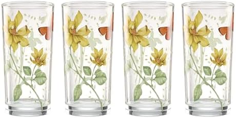 Butterfly Meadow Highball Glasses, 13oz, Set of 4 in 4 Count (13 oz) in Multicolor