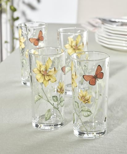 Butterfly Meadow Highball Glasses, 13oz, Set of 4 in 4 Count (13 oz) in Multicolor, alternate view 2
