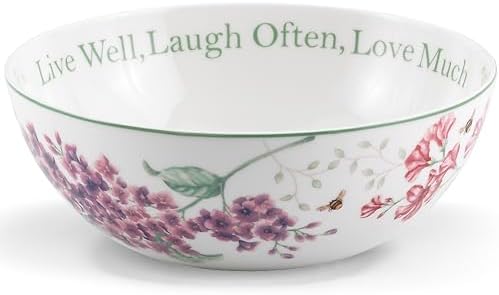 Butterfly Meadow "Live Well, Laugh Often, Love Much" Serving Bowl, White