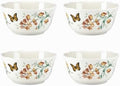 Butterfly Meadow Melamine All-Purpose Bowls, Salad Bowl Set for 4 in 4 Count in White