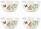 Butterfly Meadow Melamine All-Purpose Bowls, Salad Bowl Set for 4 in 4 Count in White