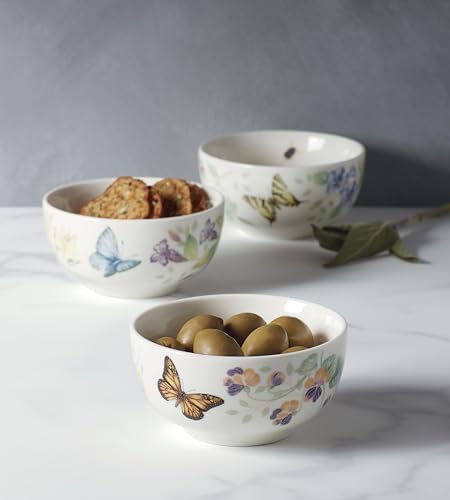 Butterfly Meadow Porcelain 3-Piece Mini Bowl Set in White, alternate view 2