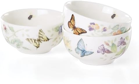 Butterfly Meadow Porcelain 3-Piece Mini Bowl Set in White, alternate view 3