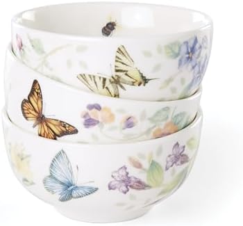 Butterfly Meadow Porcelain 3-Piece Mini Bowl Set in White, alternate view 4