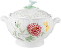 Butterfly Meadow Round Covered Casserole, 2 piece, white body in White