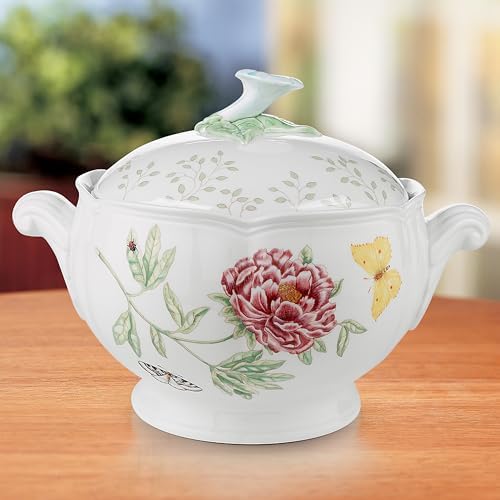 Butterfly Meadow Round Covered Casserole, 2 piece, white body in White, alternate view 2
