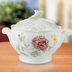 Butterfly Meadow Round Covered Casserole, 2 piece, white body in White, alternate view 2