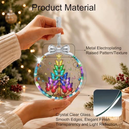 Butterfly Tree Christmas Ornament Crystal Glass 3 * 3.3 in for Tree Decor, alternate view 3