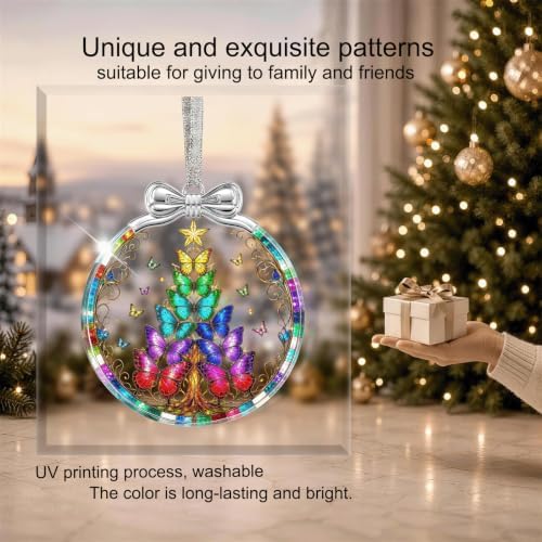 Butterfly Tree Christmas Ornament Crystal Glass 3 * 3.3 in for Tree Decor, alternate view 5