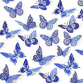 Butterfly Wall Stickers, 48 Pcs 4 Styles 3 Sizes, Metallic Paper, Removable, Navy Blue, Art Deco Decor for Wall