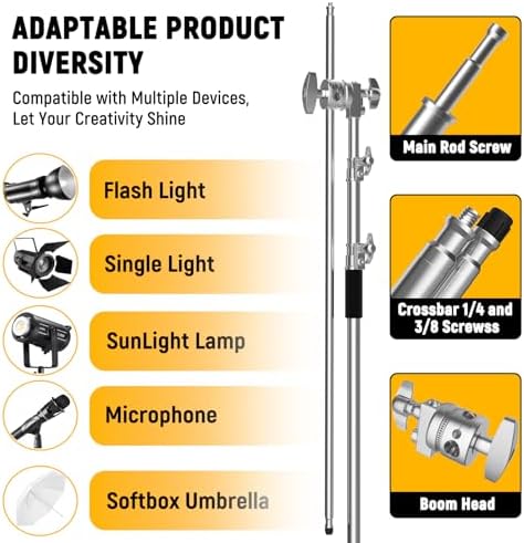 C Stand with Boom Arm, 10ft/300cm Heavy Duty Photography Light Stand, alternate view 5