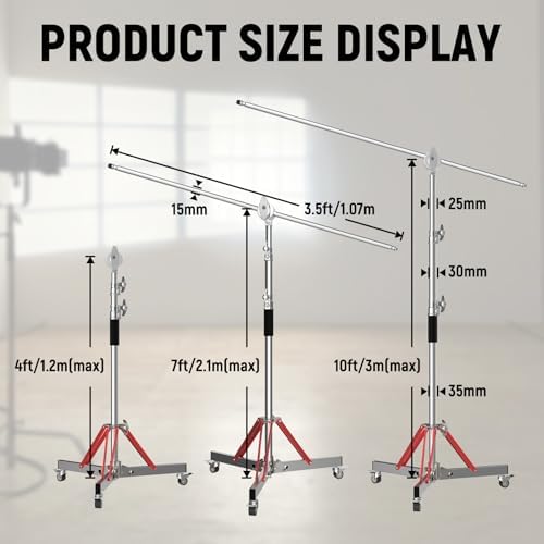 C Stand with Boom Arm, 10ft/300cm Heavy Duty Photography Light Stand, alternate view 6