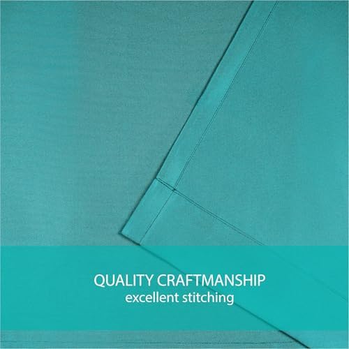 Cabana Solid Indoor/Outdoor Light Filtering Hook-and-Loop Tab Top Curtain Panel Pair, 54"x120", Teal in Teal, alternate view