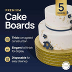 Cake Board, Gold Foil Round Cake Circles with Gorgeous Design, Sturdy & Durable 1/2” Thick Cake Drums, Round, alternate view