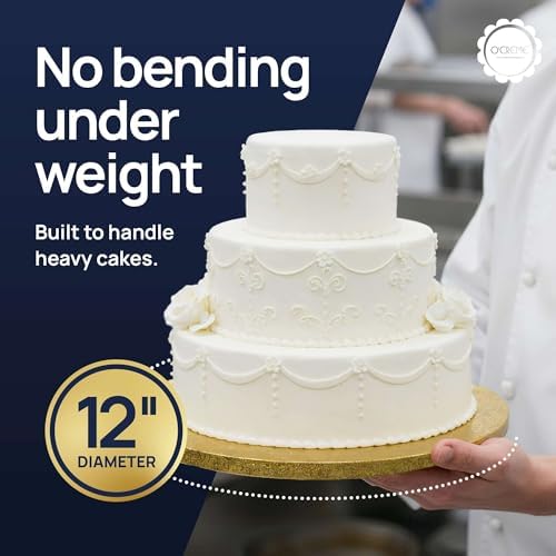 Cake Board, Gold Foil Round Cake Circles with Gorgeous Design, Sturdy & Durable 1/2” Thick Cake Drums, Round, alternate view