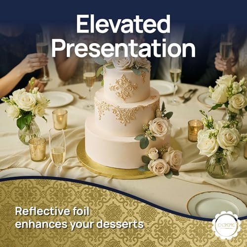 Cake Board, Gold Foil Round Cake Circles with Gorgeous Design, Sturdy & Durable 1/2” Thick Cake Drums, Round, alternate view
