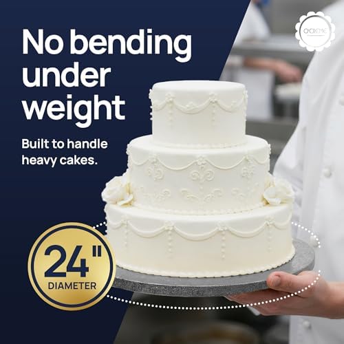 Cake Board, Silver Foil Round Cake Circles with Gorgeous Design, Sturdy & Durable 1/2” Thick Cake Drums, Round, alternate