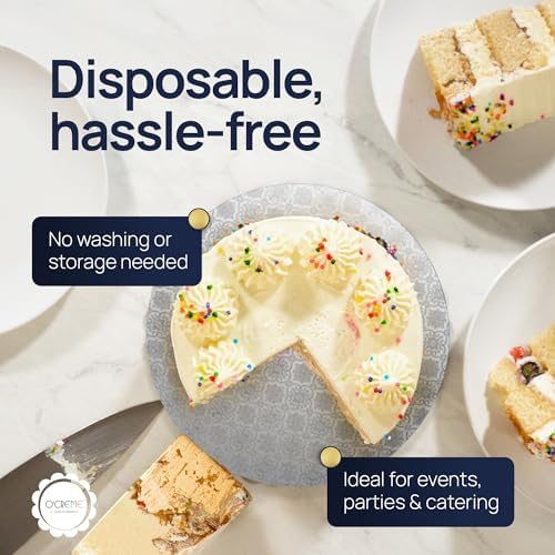 Cake Board, Silver Foil Round Cake Circles with Gorgeous Design, Sturdy & Durable 1/2” Thick Cake Drums, Round, alternate