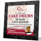 Cake Boards 10" Black Square Cake Drums 1/2" Wrapped Edge 3Pack in 8, 10, and 12 inch in Black