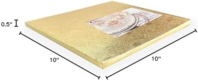 Cake Boards 10" Gold Square Cake Drums 1/2" Wrapped Edge 1Pack in 8, 10, and 12 inch in Gold, alternate view 2