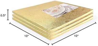 Cake Boards 10" Gold Square Cake Drums 1/2" Wrapped Edge 3Pack in 8, 10, and 12 inch in Gold, alternate view 2