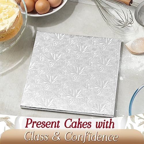 Cake Boards 10" Silver Square Cake Drums 1/2" Wrapped Edge 1Pack in 8, 10, and 12 inch in Silver, alternate view 2