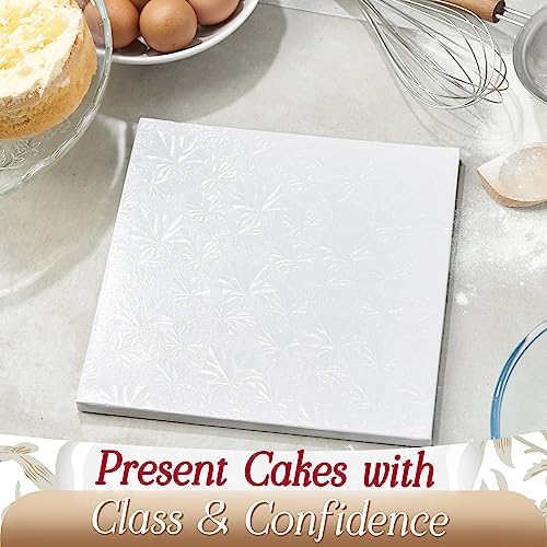Cake Boards 10" White Square Cake Drums 1/2" Wrapped Edge 6Pack in 8, 10, and 12 inch in White, alternate view 2