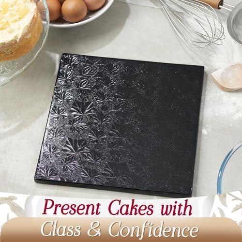 Cake Boards 12" Black Square Cake Drums 1/2" Wrapped Edge 3Pack in 8, 10, and 12 inch in Black, alternate view 2