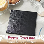 Cake Boards 12" Black Square Cake Drums 1/2" Wrapped Edge 3Pack in 8, 10, and 12 inch in Black, alternate view 2
