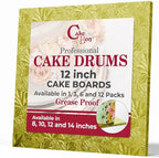 Cake Boards 12" Gold Square Cake Drums 1/2" Wrapped Edge 1Pack in 8, 10, and 12 inch in Gold