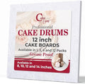 Cake Boards 12" White Square Cake Drums 1/2" Wrapped Edge 3Pack in 8, 10, and 12 inch in White